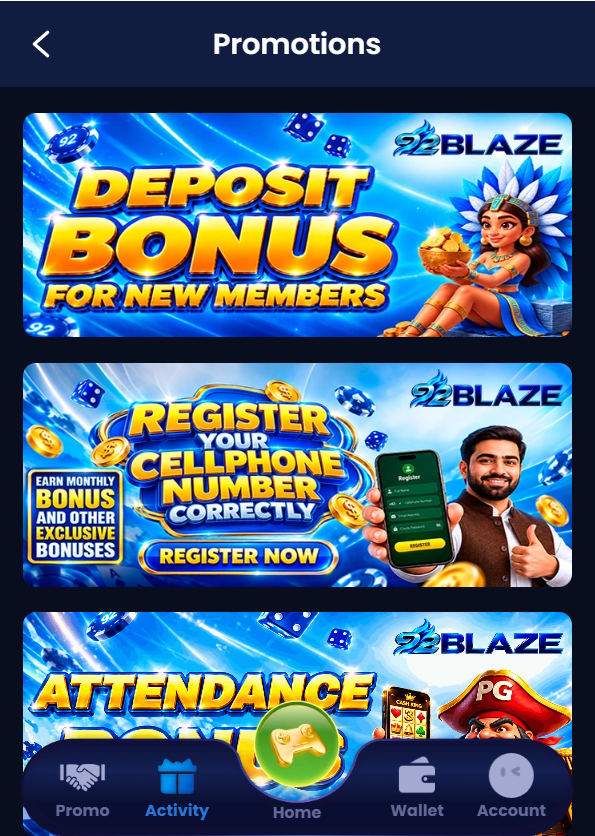 92Blaze Game Promotions